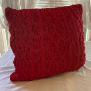 Red Cable Knit Throw Pillow chenille super soft 24in x 24in